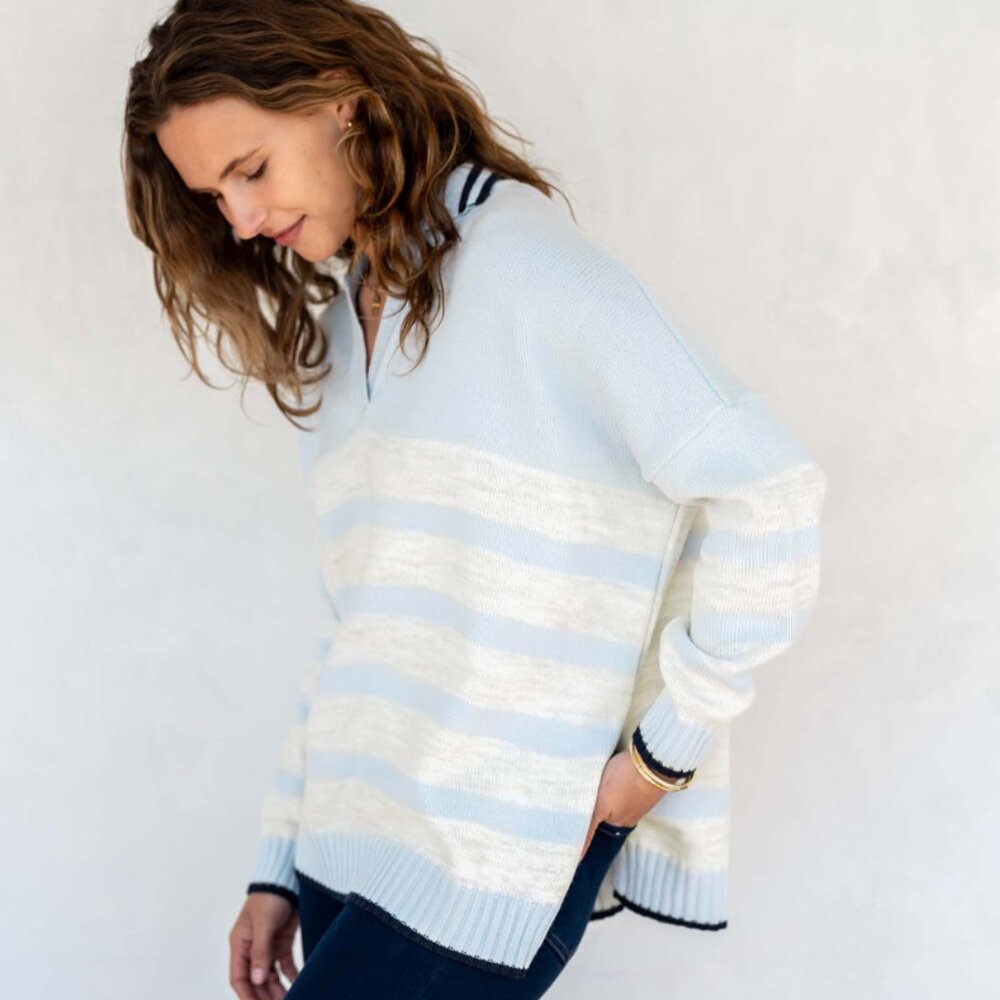 MerSea - Marina Polo Sweater - Sky/Sea Salt/Navy - Picture 2 of 6